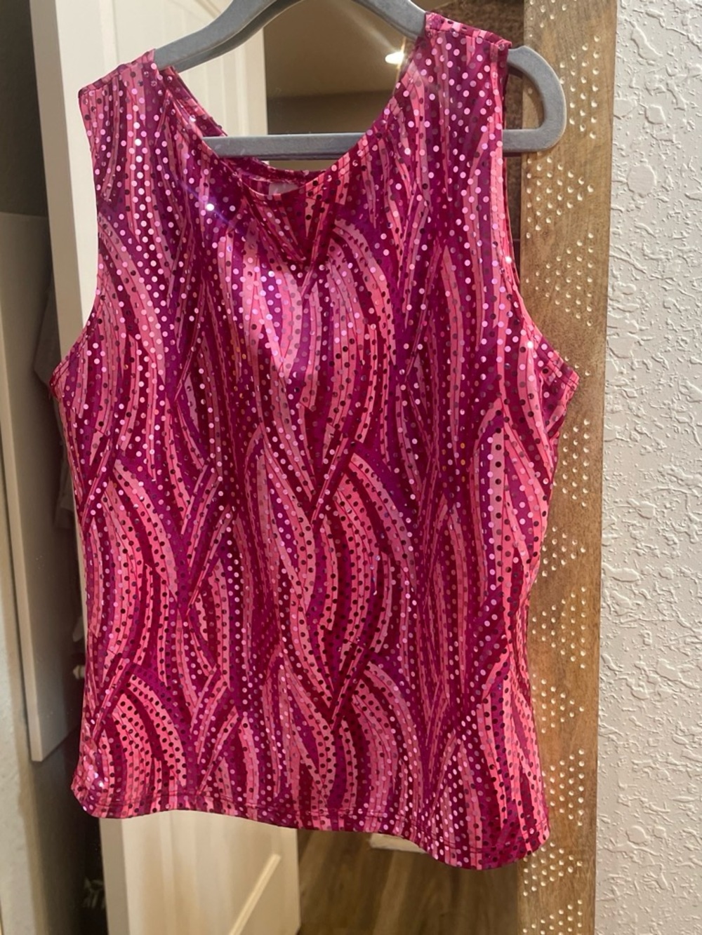 Sleeveless Pink Sequin Party Top